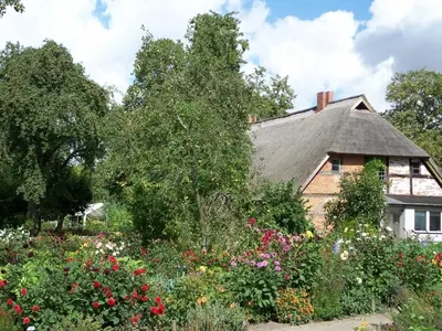 Ein Garten an der Unterkunft Ferienwohnung Apfelgarten am Pfarrgarten Starkow