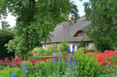 Ein Garten an der Unterkunft Ferienwohnung Rosengarten am Pfarrgarten Starkow