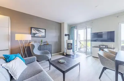 TV/Unterhaltungsangebot in der Unterkunft Dünenquartier - 3 Obergeschoss mit Ostseeblick - 600m zum Strand