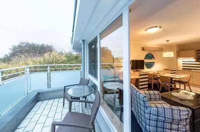 Ein Balkon oder eine Terrasse in der Unterkunft Seepferdchen an der Seebrücke Zingst