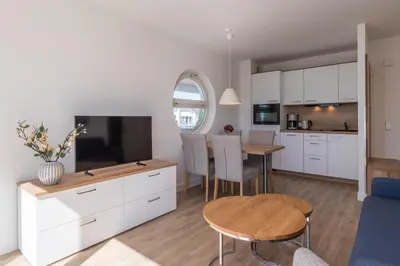 Küche/Küchenzeile in der Unterkunft Kleine Freiheit - 5-Sterne-Apartment an der Seebrücke Zingst