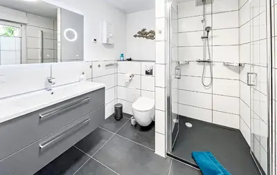 Ein Badezimmer in der Unterkunft Ferienhaus Fuhlendorf
