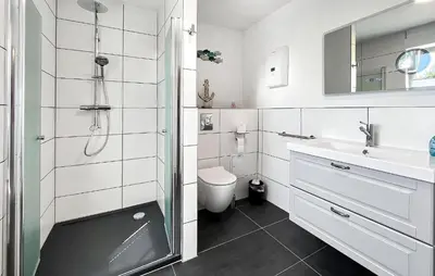 Ein Badezimmer in der Unterkunft Ferienhaus Fuhlendorf