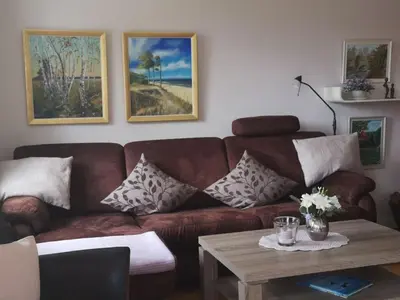 Ein Sitzbereich in der Unterkunft House Pella Modern retreat
