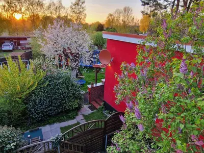 Ein Garten an der Unterkunft Ferienwohnungen in der Vinetastadt Barth