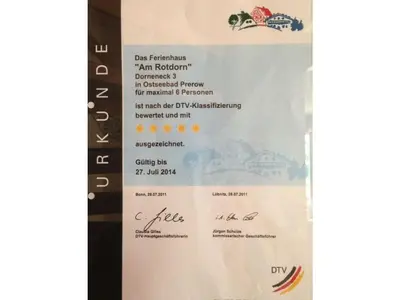 Ein Zertifikat, Auszeichnung, Logo oder anderes Dokument, das in der Unterkunft Am Rotdorn Modern retreat ausgestellt ist