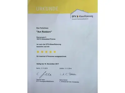Ein Zertifikat, Auszeichnung, Logo oder anderes Dokument, das in der Unterkunft Am Rotdorn Modern retreat ausgestellt ist