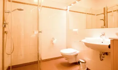 Ein Badezimmer in der Unterkunft Haus zu den Büschen 01