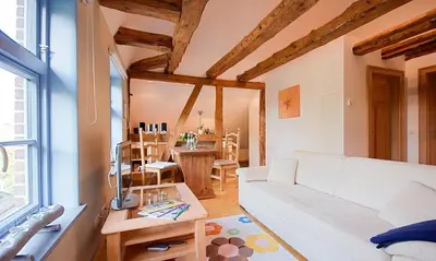 Ein Bett oder Betten in einem Zimmer der Unterkunft Haus zu den Büschen 04