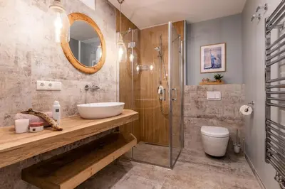 Ein Badezimmer in der Unterkunft Störtebekers Perle