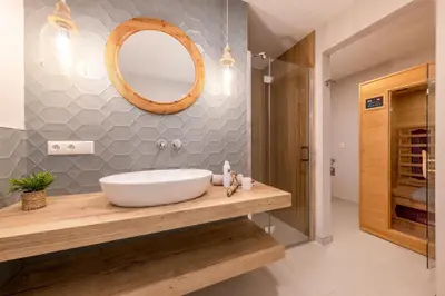 Ein Badezimmer in der Unterkunft Fewo Strandappartements