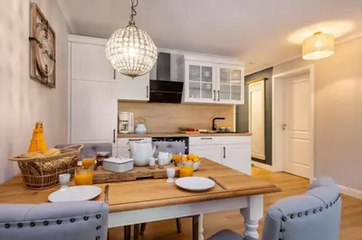 Küche/Küchenzeile in der Unterkunft Fewo Strandappartements