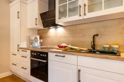 Küche/Küchenzeile in der Unterkunft Fewo Strandappartements
