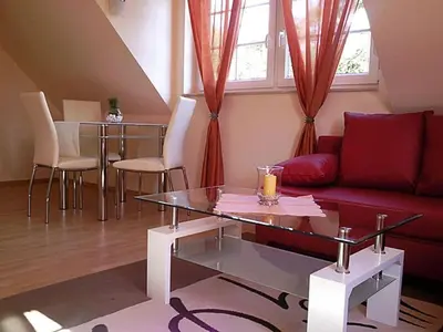 Ein Sitzbereich in der Unterkunft Haus J v Eichendorff