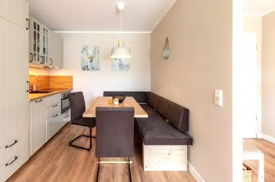 Küche/Küchenzeile in der Unterkunft 5-Sterne-Apartment Heymat an der Seebrücke