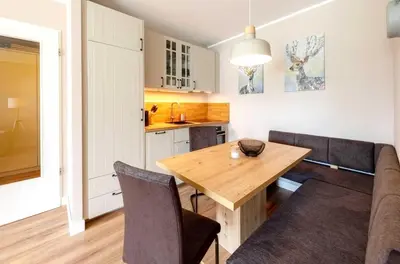 Küche/Küchenzeile in der Unterkunft 5-Sterne-Apartment Heymat an der Seebrücke