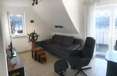 Ein Sitzbereich in der Unterkunft Kapitänsdeck
