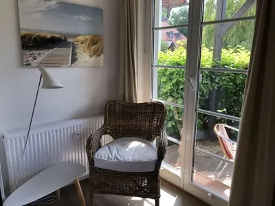 Ein Sitzbereich in der Unterkunft Darßkieker Comfortable holiday residence