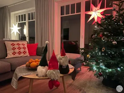 Ein Sitzbereich in der Unterkunft Ferienhaus Hornhecht