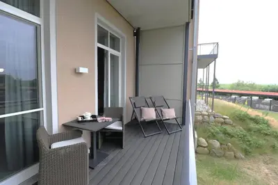 Ein Balkon oder eine Terrasse in der Unterkunft Alte Seefahrtschule Kranichnest
