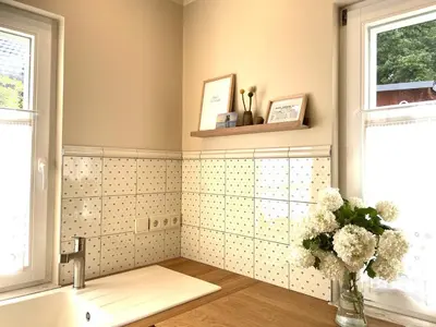 Ein Badezimmer in der Unterkunft Darßer Ferienhaus Gartenwohnung