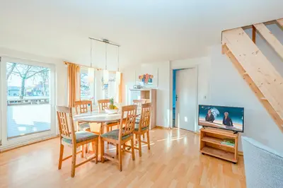 Ein Sitzbereich in der Unterkunft Ferienhaus Sanddorn, Fewo Strandaster