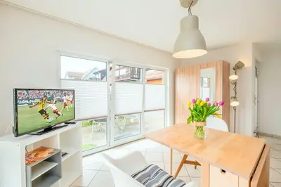 TV/Unterhaltungsangebot in der Unterkunft Ferienhaus Sanddorn, Studio