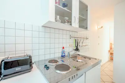 Küche/Küchenzeile in der Unterkunft Ferienhaus Sanddorn, Studio