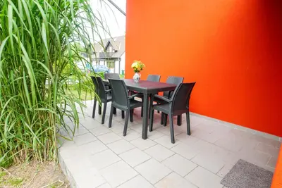Ein Garten an der Unterkunft Ferienwohnung im Landmannsheim