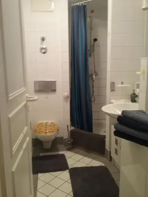 Ein Badezimmer in der Unterkunft Ferienwohnung im Kapitänsgarten in Prerow