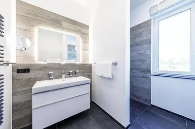 Ein Badezimmer in der Unterkunft 5 Sterne Apartment Ostseedeck mit Westbalkon