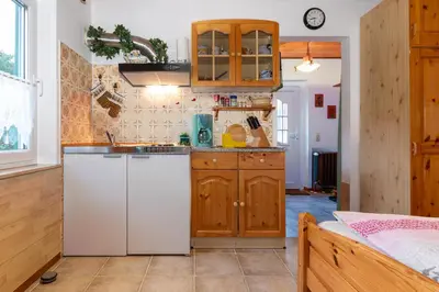 Küche/Küchenzeile in der Unterkunft Am Bodden Krapp´s - Apartment