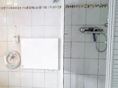 Ein Badezimmer in der Unterkunft Lütt Stuuv am Dorfanger