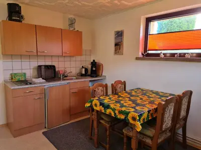 Küche/Küchenzeile in der Unterkunft Ferienwohnung Kneip