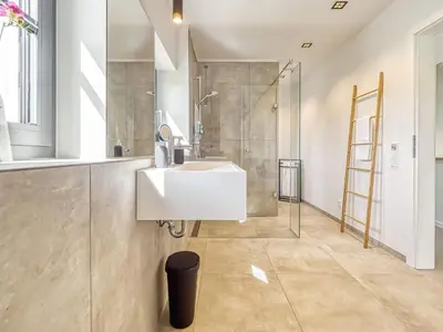 Ein Badezimmer in der Unterkunft Ferienhaus in Fuhlendorf am Boddenhafen