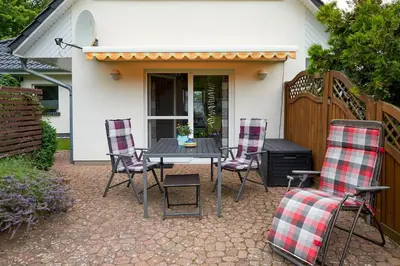 Ein Balkon oder eine Terrasse in der Unterkunft Ferienhaus Waldblick