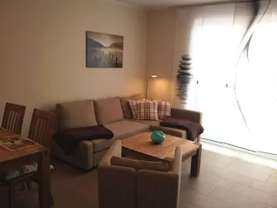 Ein Sitzbereich in der Unterkunft Strandvilla Dierhagen