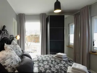 Ein Bett oder Betten in einem Zimmer der Unterkunft WiesenART ground floor