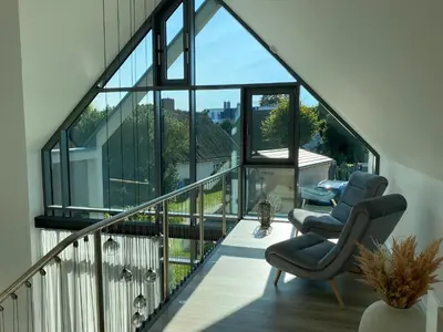 Ein Sitzbereich in der Unterkunft Happynest