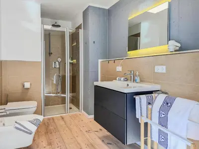Ein Badezimmer in der Unterkunft Speicherresidenz App 5 9 Südseite