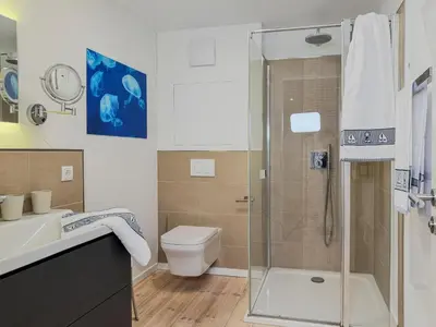 Ein Badezimmer in der Unterkunft Speicherresidenz App 4 7 - Hafenblick