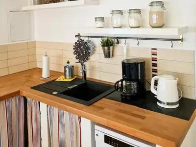 Küche/Küchenzeile in der Unterkunft Ferienhaus Bollhagen
