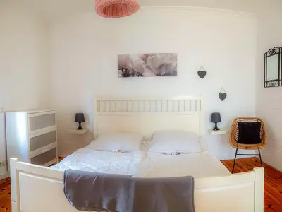 Ein Bett oder Betten in einem Zimmer der Unterkunft Ferienhaus Bollhagen
