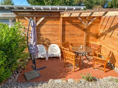 Ein Patio oder anderer Außenbereich in der Unterkunft Wattmanbruukt