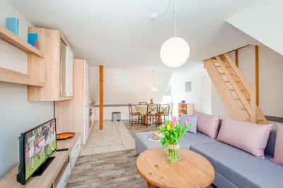 Ein Sitzbereich in der Unterkunft Ferienhaus Sanddorn, Fewo Strandflieder