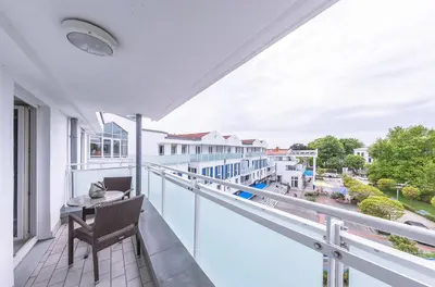 Ein Balkon oder eine Terrasse in der Unterkunft Meeresblau - mit Balkon zur Meerseite