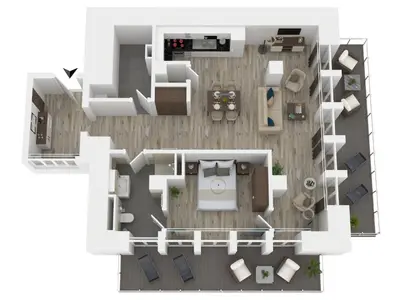 Grundriss der Unterkunft 2-Zimmer Ferienwohnung Sonnengott, zwischen Ostsee und Bodden mit Süd- und Westbalkon