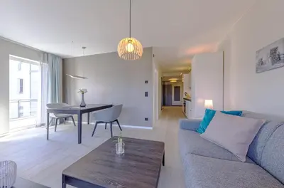 Ein Sitzbereich in der Unterkunft 5 Sterne Ferienwohnung Große Strandperle für ihren Urlaub zwischen Ostsee und Bodden