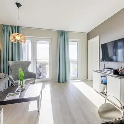 5 Sterne Ferienwohnung Stranddomizil mit Eckbalkon und Boddenblick