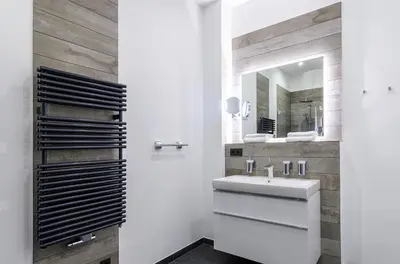 Ein Badezimmer in der Unterkunft Tolle 5 Sterne Ferienwohnung Ostseequartier mit dem wunderschönem Südbalkon